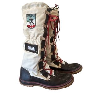 Pajar Cream and Black Winter Boots with Red Laces